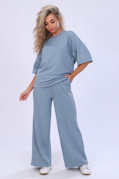 Женский костюм с брюками 59017 (серо-голубой)