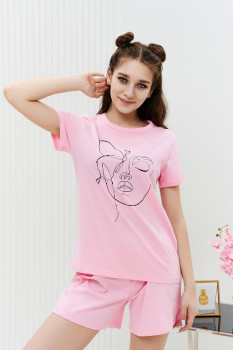 Женская пижама с шортами 23825 розовый